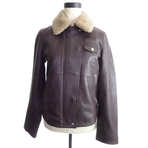 Madewell Sherpa Collar Asymmetric Jacket Leather S - Picture 5 of 7